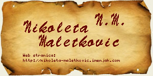 Nikoleta Maletković vizit kartica